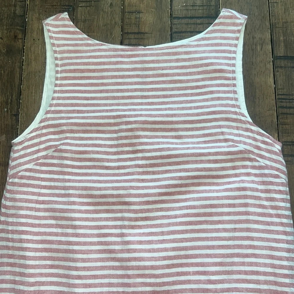 Beachlunchlounge Lightweight Red & White Striped Linen Blend Sleeveless Dress XS - Picture 8 of 10